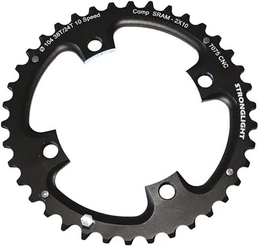 Stronglight Kettenblatt 38 Zähne 104 mm schwarz außen Sichere Zahlung