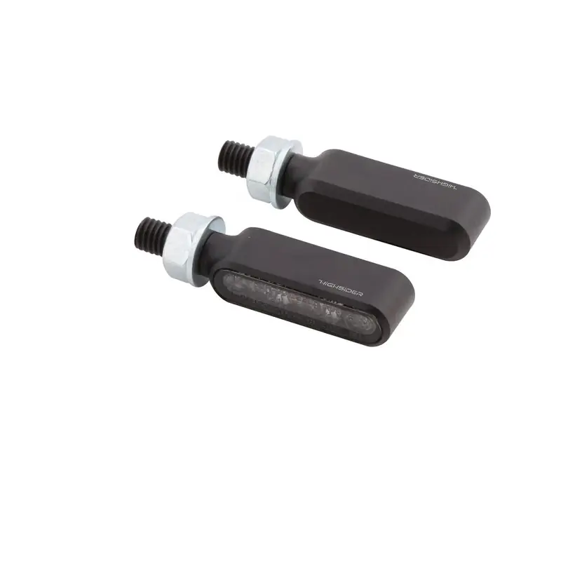 HIGHSIDER pro Bronx-MX LED Blinker Gehäuse Schwarz / Linse Rauchgrau (Paar), Vorn & Hinten Top-Preis