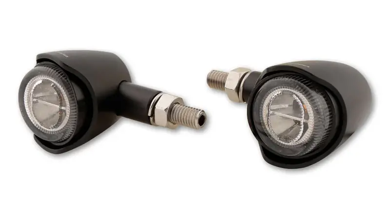 Letzte Chance HIGHSIDER pro Akron-X LED Mini Indicator Gehäuse Schwarz / Linse Rauchgrau (Paar), Vorn & Hinten