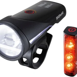 Sigma Sport Leuchten-Set Aura 100 USB / Blaze Link schwarz mit Silikonhalterung Nur Für Kurze Zeit