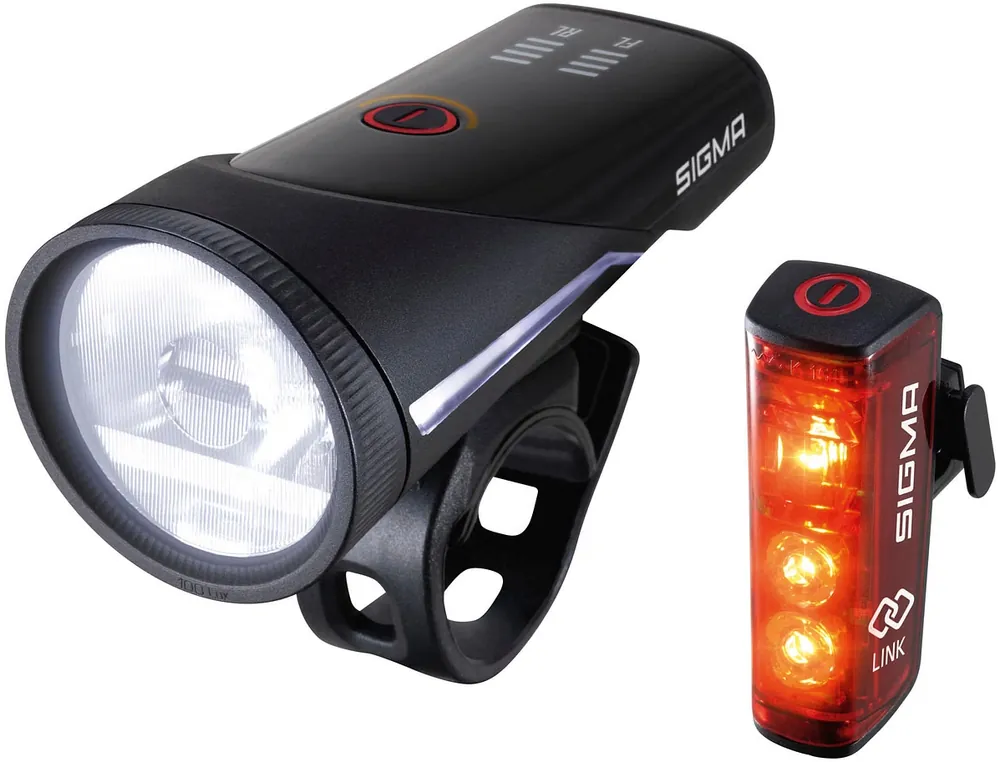 Sigma Sport Leuchten-Set Aura 100 USB / Blaze Link schwarz mit Silikonhalterung Nur Für Kurze Zeit
