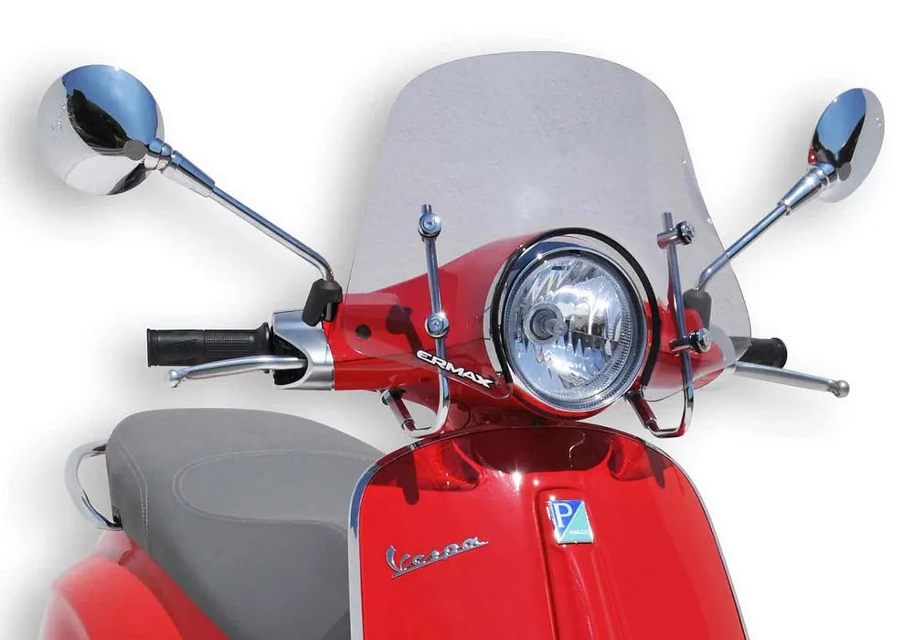 Billig ERMAX Scooterscheibe Mini Sportivo Acrylic durchsichtig Schwarz getönt für VESPA Primavera 125; Primavera 150; Primavera 50