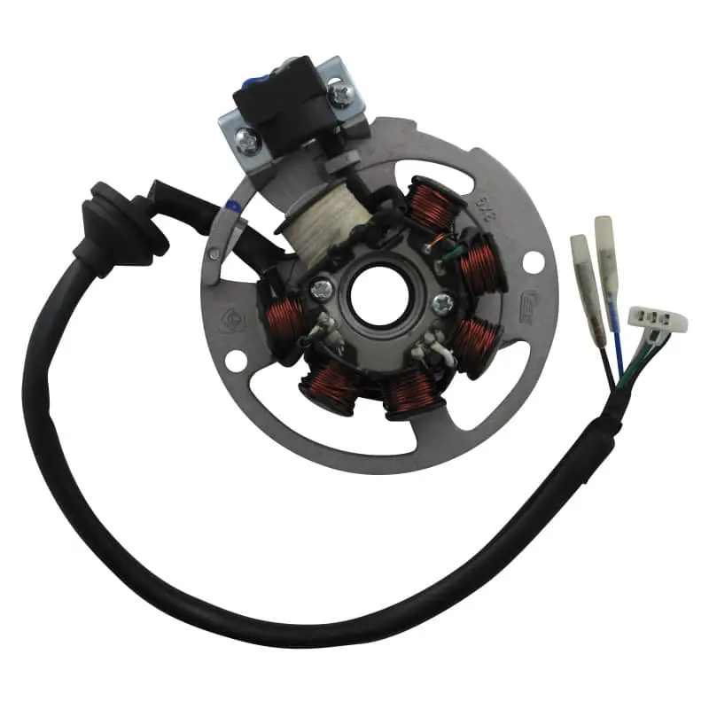 Lichtmaschine Stator 7 Spulen Pick-up außen Rex 31230805-02-2 D=79mm 5 Kabel 1x3 + 2x1 Pol Ankerplatte Zündplatte Zündgrundplatte Moped Neuheit