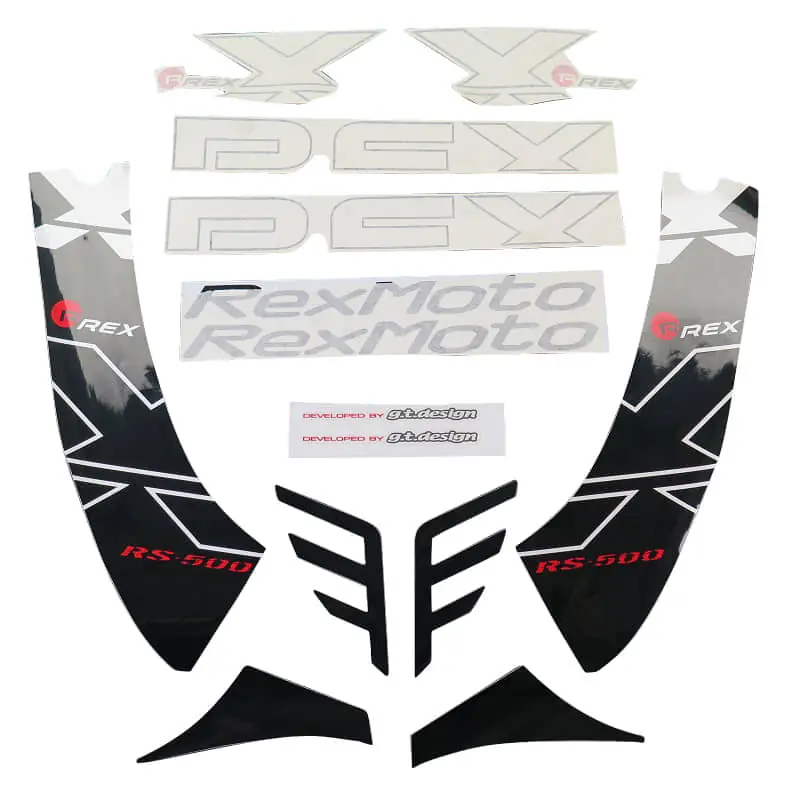Rex RS500 Dekorsatz weiß Aufkleber 50ccm 4Takt 700657-W Sticker Aufkleber-Set Deko-Set Aufklebersatz Dekoraufkleber Kit Scooter Billig