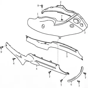 Finale Aktion Rex RS450 Heckverkleidung Heckschürze 50ccm 4Takt FIG22-2-3 Seitenteil Seitenverkleidung Seitenabdeckung Heckabdeckung links Scooter