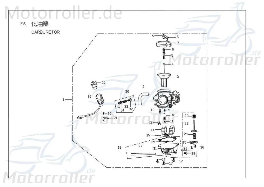 Vergaser CVK 112-B PGO Carburetor 125ccm 4Takt C11510000002 Schwimmer-Vergaser Carburateur Benzin-Vergaser Vergaseranlage Scooter Must-Have