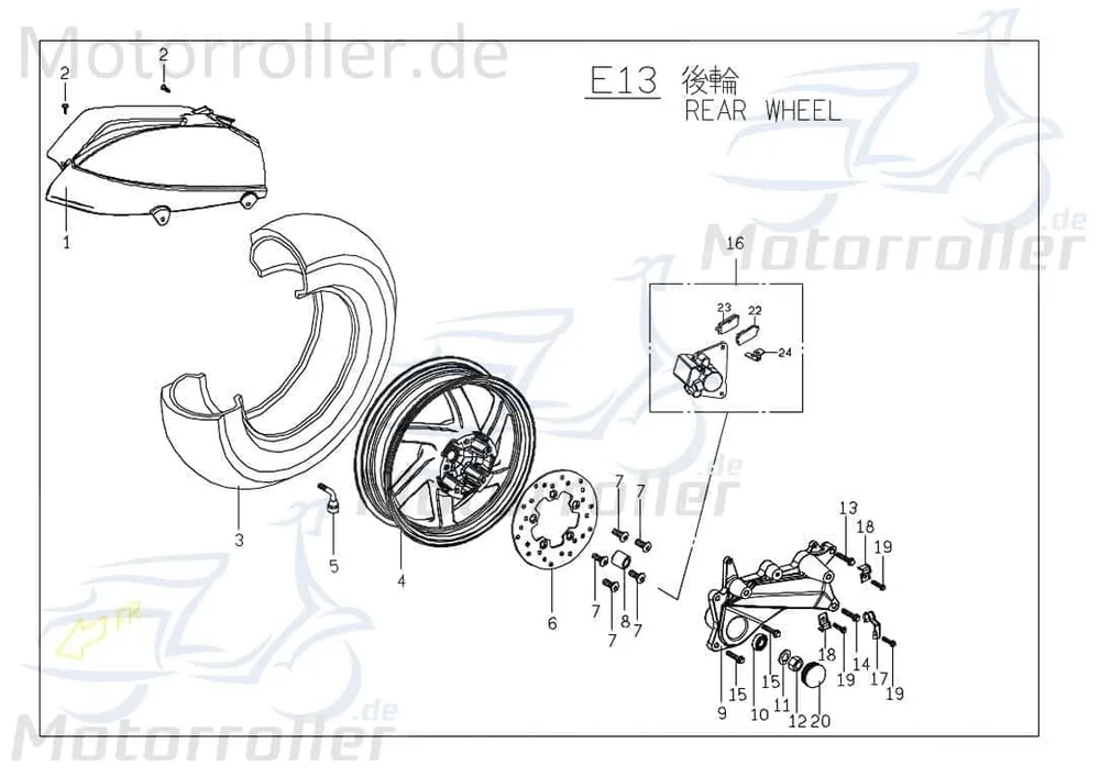 Bestpreis PGO Bremssattel hinten G-Max 125 Bremszange Brems-Zange M2406600000 Brems-Sattel Bremshalterung Bremsblock Brems-Block Bremsvorrichung