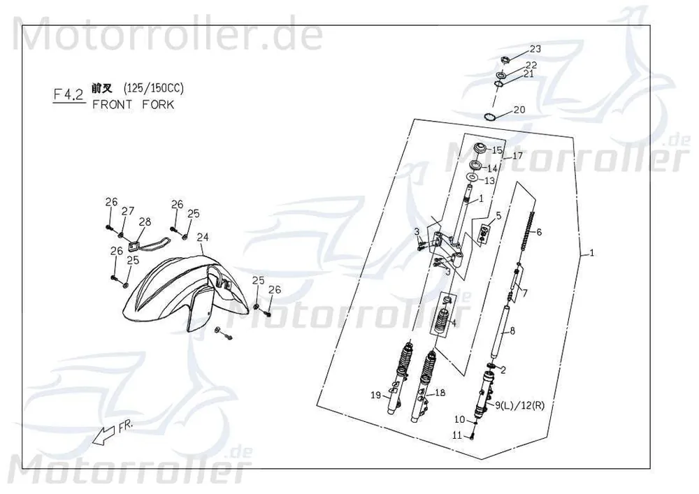 PGO Gabelbrücke silber G-Max 125 Radgabel Telegabel Roller M2443000720 Gabel-Brücke Vorderrad-Gabel Joch Vorderradgabel Lenkgabel Saisonangebot