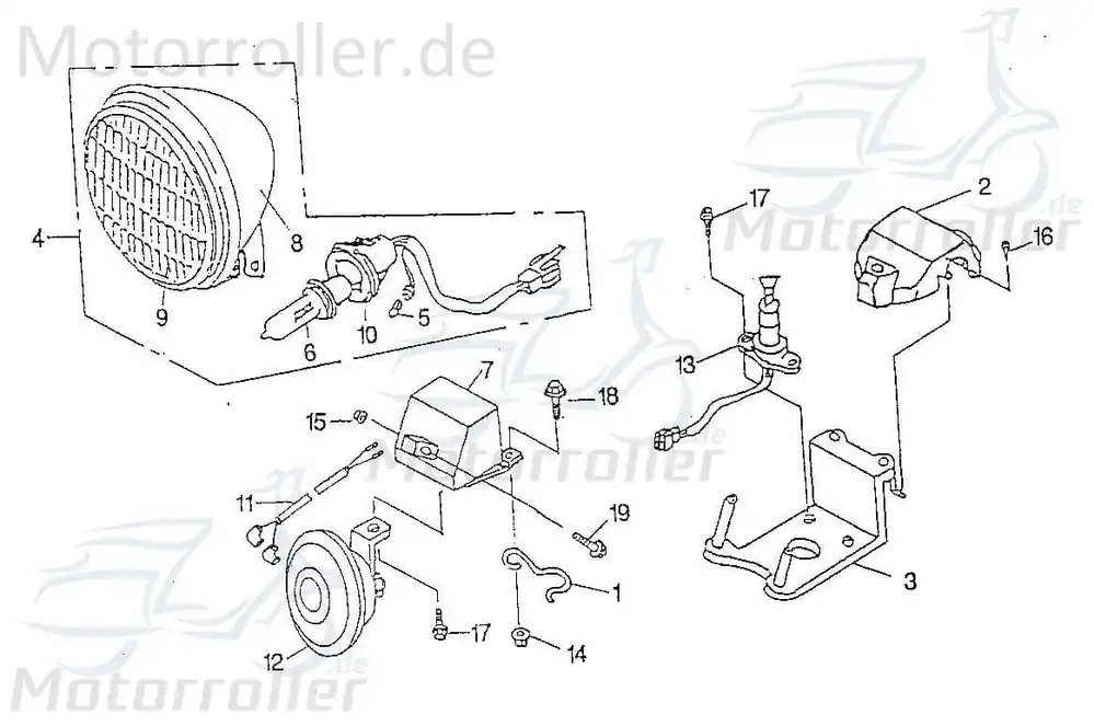 SMC Chopper 125 Scheinwerfer 125ccm 4Takt 55322-CHP-00 Reflektor 12V35/35W Frontscheinwerfer Hauptscheinwerfer Front-Scheinwerfer Neue Kollektion