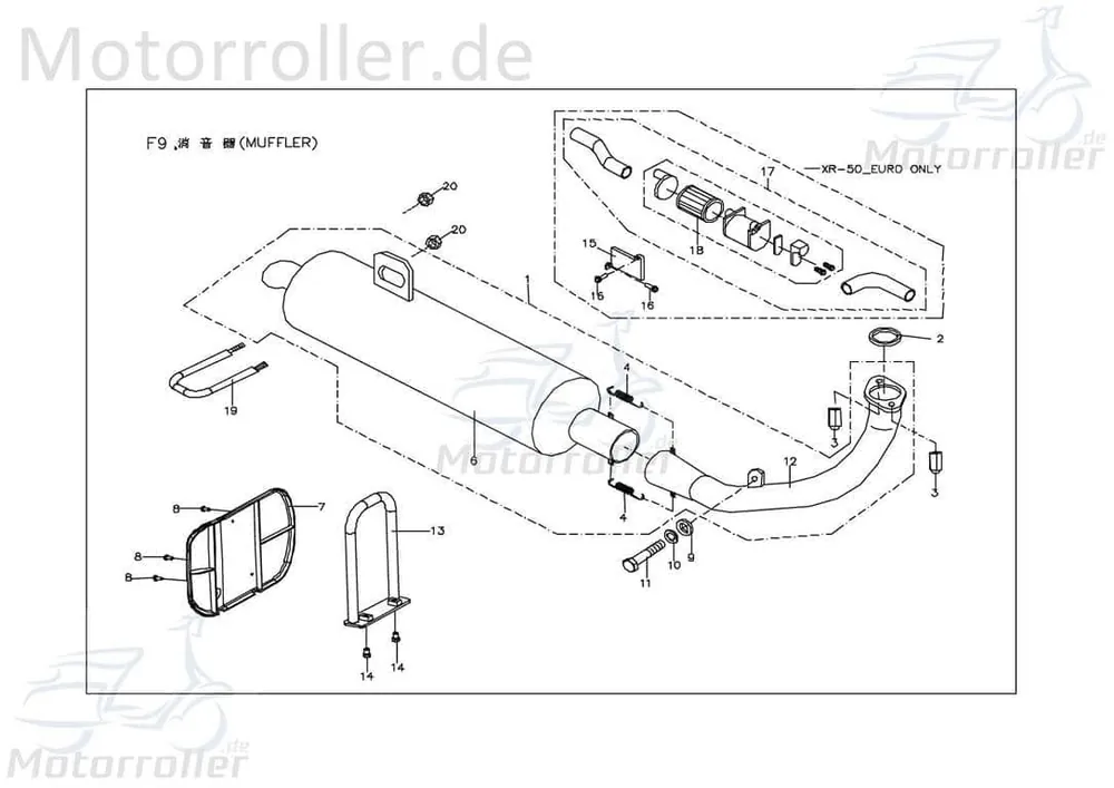 PGO X-RIDER 50 Auspuffrohr vorn XL-Rider 50 Ab 2006 Quad ATV 50ccm 2Takt X1281102000 50ccm-2Takt Auspuffanlage Auspufftopf UTV Service Preisknaller