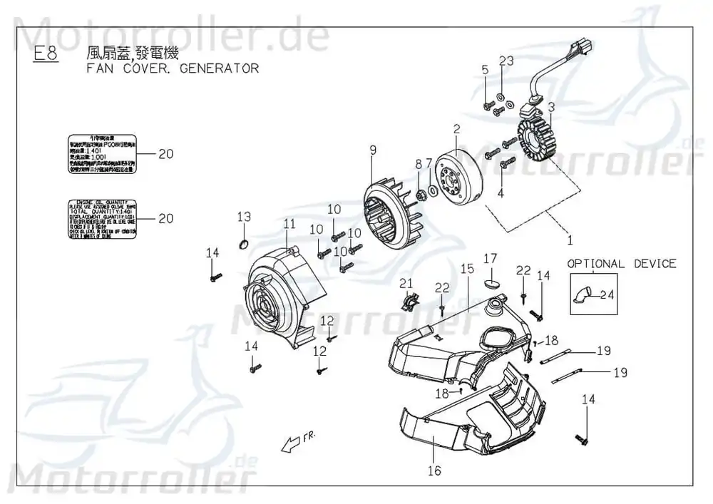 Top-Preis PGO Bugrider 200 Kühlerhaube Kühlerabdeckung Buggy 200ccm 4Takt C70422100001 Zylinderverkleidung PGO 200ccm-4Takt Ersatzteil Service