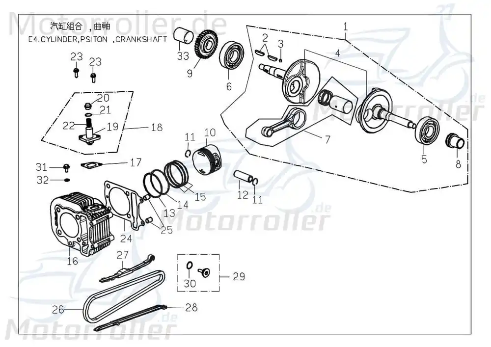 Echt PGO Bugrider 200 Steuerkette Nockenwellenkette Buggy 200ccm 4Takt C70724600000 Ventilsteuerkette Ventil-Steuerkette Steuer-Kette