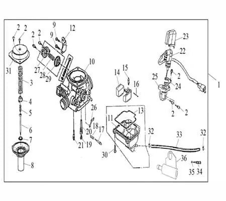 ZNEN Vergaser Schwimmer-Vergaser Roller 50ccm 4Takt Carburetor Carburateur Benzin-Vergaser Vergaseranlage Vergasereinheit Zertifiziert
