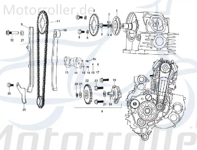 Kreidler STAR Deluxe 4S 200 Schraube 200ccm 4Takt B1314-0258 Spannschiene Bundschraube Maschinenschraube Flanschschraube Bund-Schraube Nur Für Kurze Zeit
