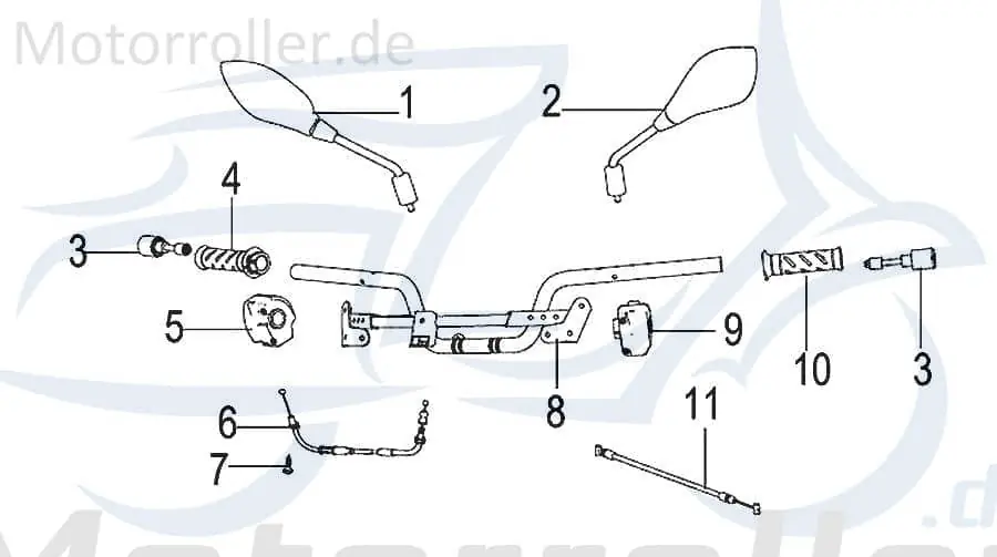 Finale Aktion Kreidler INSIGNIO 125 DD Rückspiegel links 125ccm 4Takt 40450N120000 Seitenspiegel Rück-Spiegel 125ccm-4Takt Insignio 250 DD Mokick