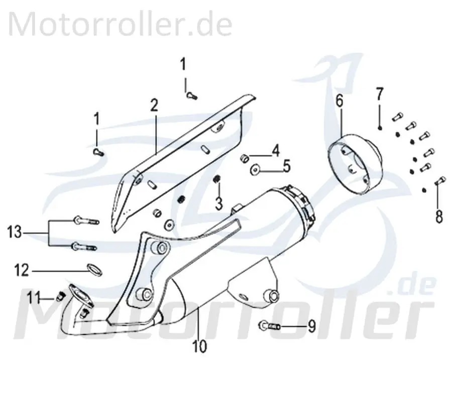 Direkt Vom Hersteller Kreidler Insignio 125 2.0 Auspuffblende 125ccm 4Takt 47023T43HU00 silber/grau Auspuffschutz Hitzeblech Auspuffabdeckung Auspuff-Blende