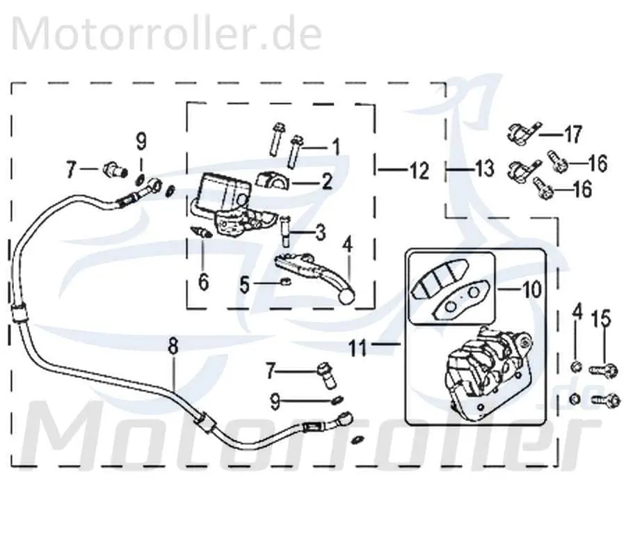 Bestseller Kreidler Insignio 125 2.0 Bremssattel 125ccm 4Takt 750293 Bremszange Brems-Zange Brems-Sattel Bremshalterung Bremsblock Brems-Block