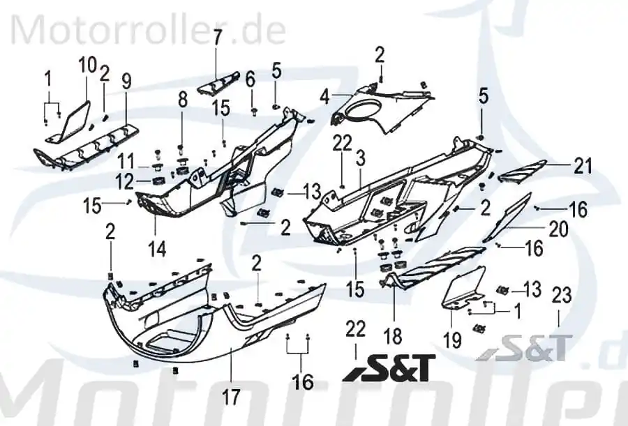 Sofort Bestellen Kreidler INSIGNIO 125 DD Fußbrettverkleidung 125ccm 4Takt 65411N120000 links hinten schwarz matt unten Fußtrittverkleidung 125ccm-4Takt