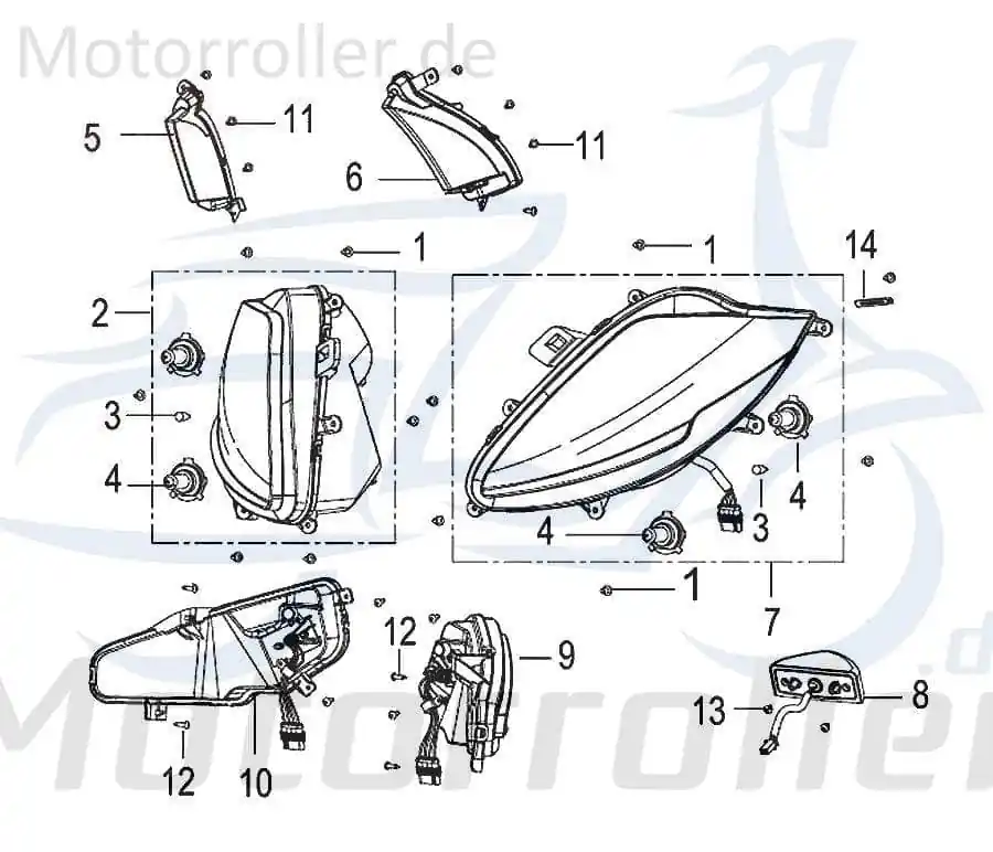 Saisonangebot Kreidler Insignio 125 2.0 Scheinwerfer 125ccm 4Takt 80300N120000 rechts Frontscheinwerfer Hauptscheinwerfer Front-Scheinwerfer Mokick