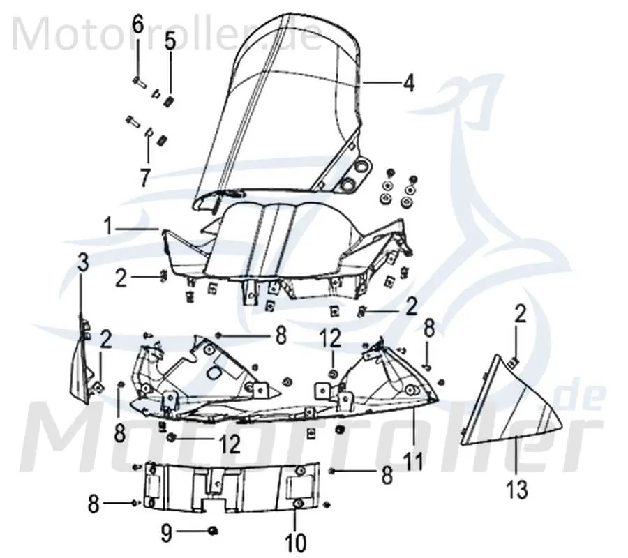 Kreidler Insignio 125 250 DD 2.0 Lenkerverkleidung hinten unten schwarz matt 750467 Frontverkleidung Frontschürze Frontmaske Lenkerabdeckung Solange Der Vorrat Reicht