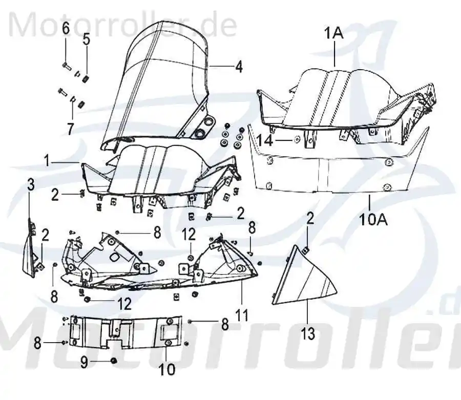 Preisreduziert SMC Lenkerverkleidung hinten unten schwarz matt 65202N120000 PP Frontverkleidung Frontschürze Frontmaske Lenkerabdeckung Front-Cover