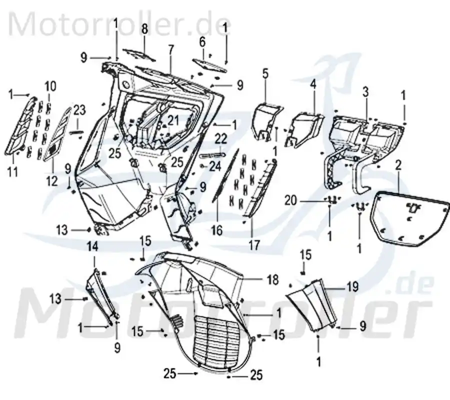 Kreidler INSIGNIO 125 DD Frontverkleidung 125ccm 4Takt 65316N12BA00 schwarz matt links unten Frontschürze Frontmaske Front-Cover Mokick Neu