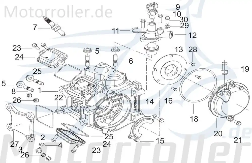 Aktuell Kreidler Insignio 250 DD Abdeckung Zylinderkopf 250ccm 4Takt 110025000000 Kappe Deckel Schutz Verkleidung Platte Cover Blende Scooter