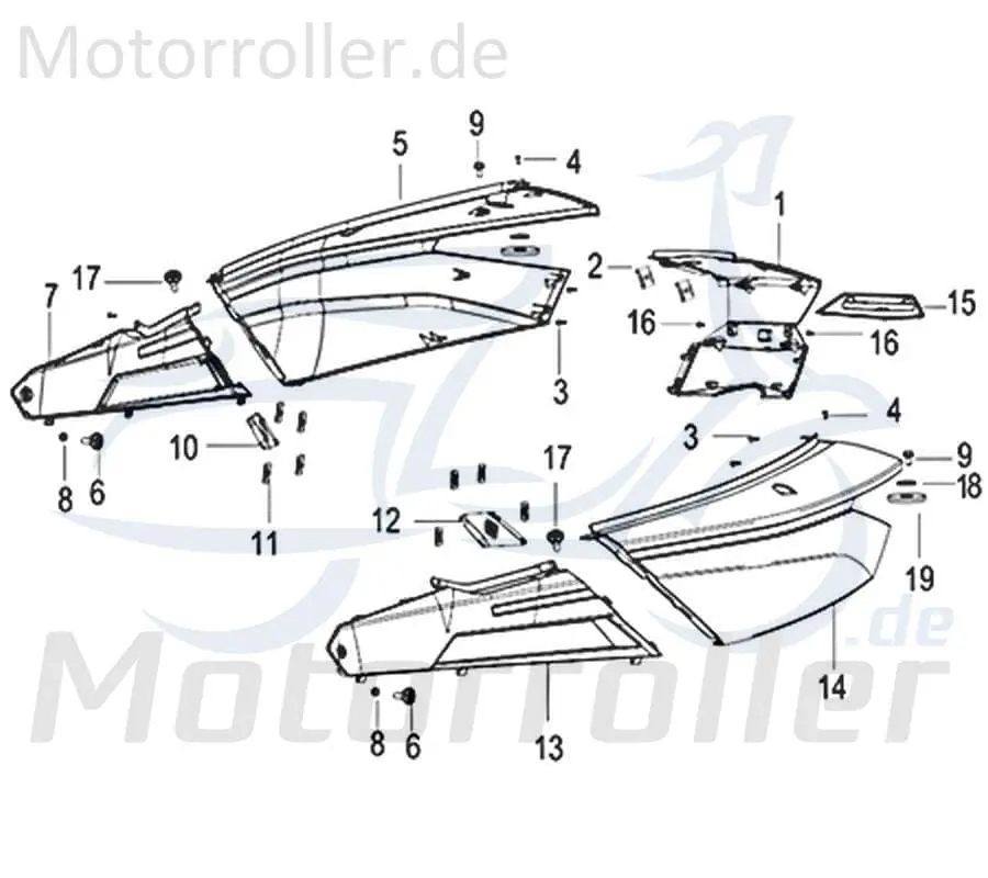Markenware Kreidler Insignio 125 250 2.0 DD Heckverkleidung links weiß 750490 Heckabdeckung Seitenabdeckung Seitenverkleidung