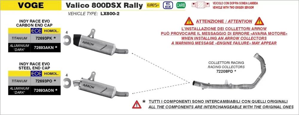 ARROW Krümmer passend für Voge Valico 800DSX Rally 2025 Top-Seller