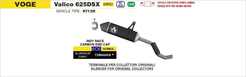 ARROW Indy Race Endschalldämpfer passend für Voge Valico 625DSX 2025 Meistverkauft