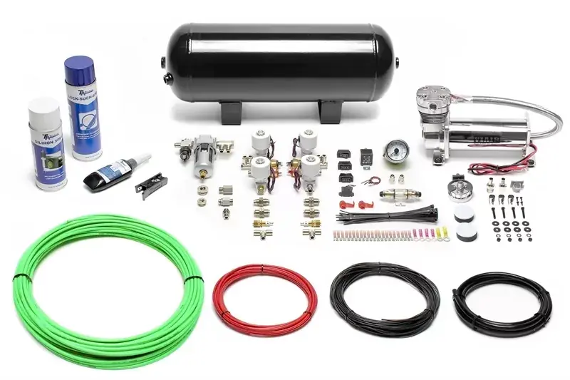 TA Technix Lufterzeugungskit 480er Viair Kompressor / 11,5L Schwarzer Tank / Anzeige Weiß / Schlauch Grün Top-Seller