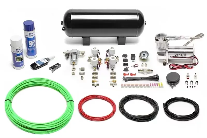 Heißes Angebot TA Technix Lufterzeugungskit 380er Viair Kompressor / 11,5L Schwarzer Tank / Anzeige Weiß / Schlauch Grün