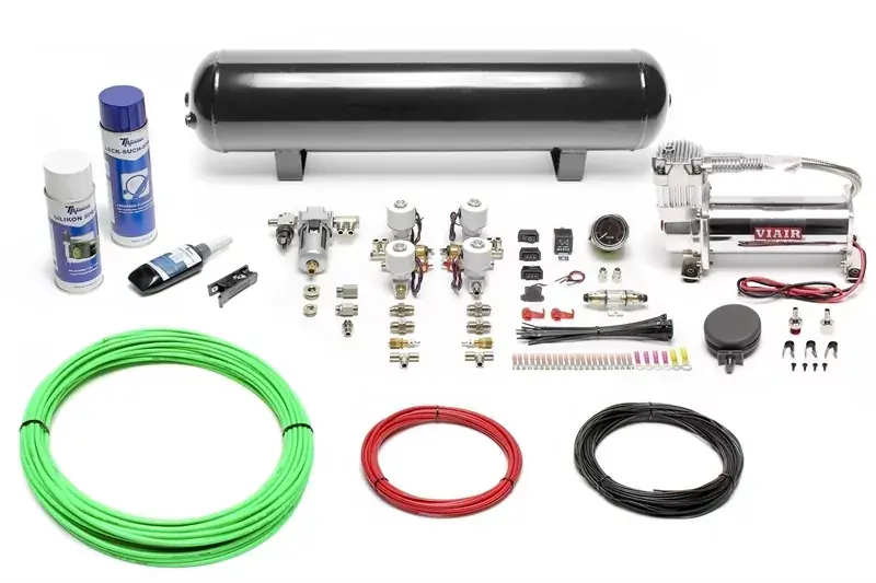 TA Technix Lufterzeugungskit 444er Viair Kompressor / 19L Schwarzer Tank / Anzeige Schwarz / Schlauch Grün Preisknaller