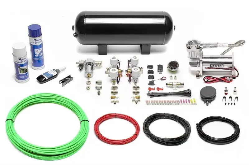 TA Technix Lufterzeugungskit 380er Viair Kompressor / 11,5L Schwarzer Tank / Anzeige Schwarz / Schlauch Grün Must-Have