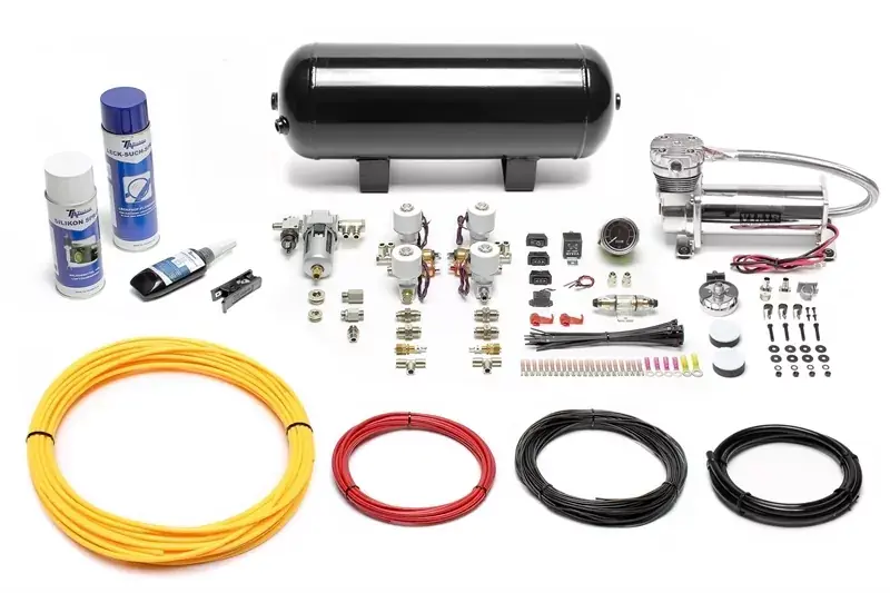 TA Technix Lufterzeugungskit 480er Viair Kompressor / 11,5L Schwarzer Tank / Anzeige Schwarz / Schlauch Gelb Knallerangebot