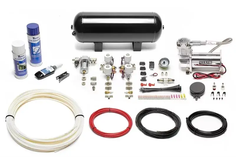 TA Technix Lufterzeugungskit 380er Viair Kompressor / 11,5L Schwarzer Tank / Anzeige Weiß / Schlauch Weiß Top-Preis