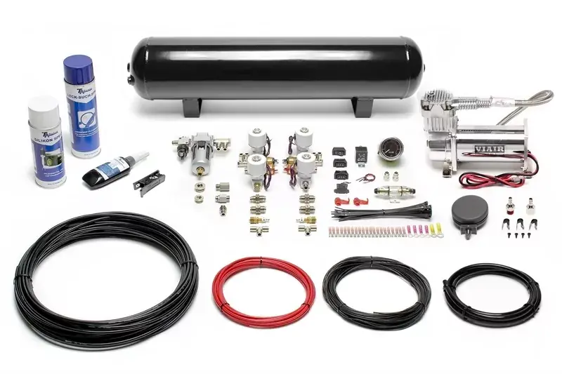 TA Technix Lufterzeugungskit 380er Viair Kompressor / 19L Schwarzer Tank / Anzeige Schwarz / Schlauch Schwarz Garantierte Lieferung