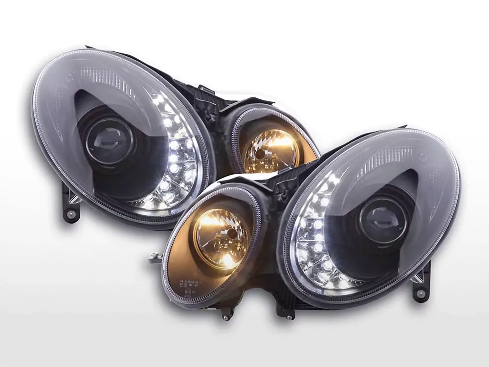 Nur Für Kurze Zeit Scheinwerfer Set Daylight LED TFL-Optik passend für Mercedes E-Klasse W211 schwarz