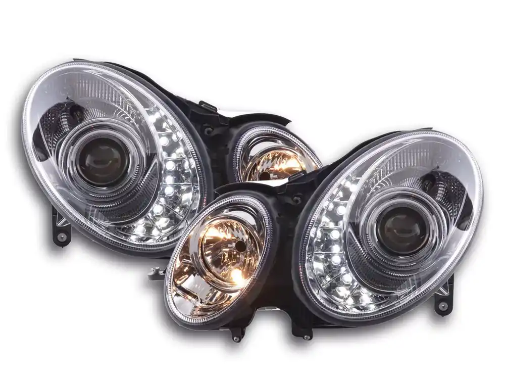 Scheinwerfer Set Daylight LED Chrom passend für Mercedes E-Klasse W211 (02–06) Neu Im Sortiment