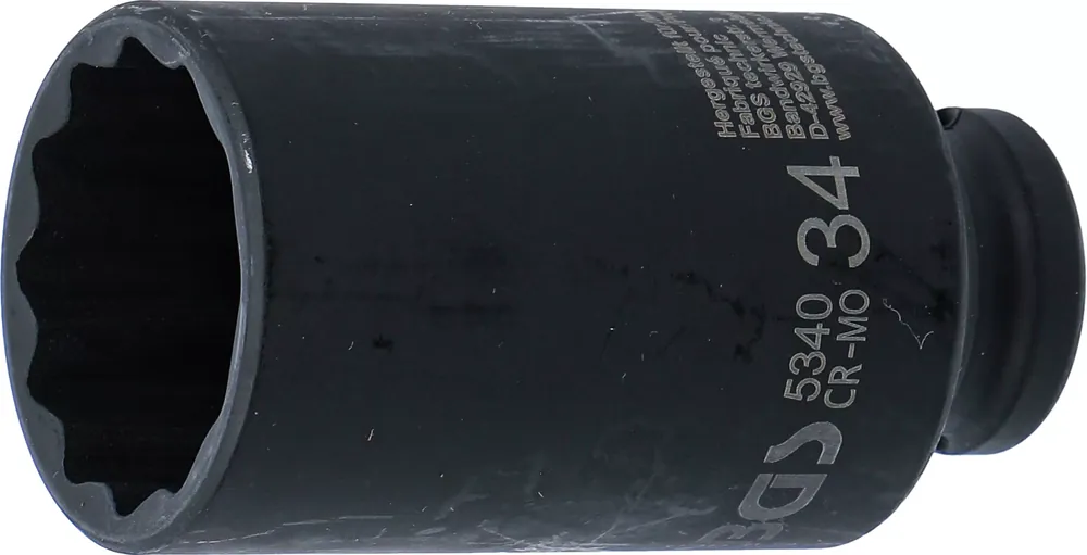 Neue Kollektion BGS Kraft-Steckschlüssel-Einsatz Zwölfkant SW 34 mm tief