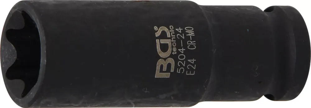 Zertifiziert BGS Kraft-Steckschlüssel-Einsatz E-Profil E24 tief 1/2 Zoll Innenvierkant