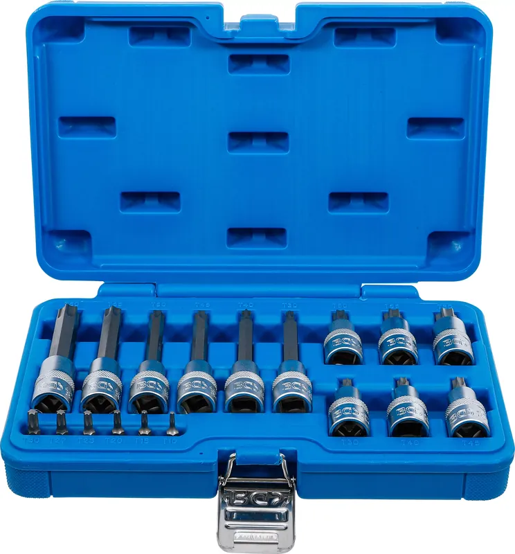 Heißes Angebot BGS Bit-Einsatz-Satz 18-tlg. Torx T-Profil Innenvierkant 6,3 mm & 12,5 mm