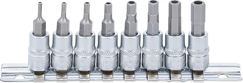 Geprüft BGS Bit-Einsatz-Satz 8-tlg. Innensechskant mit Bohrung 2–7 mm