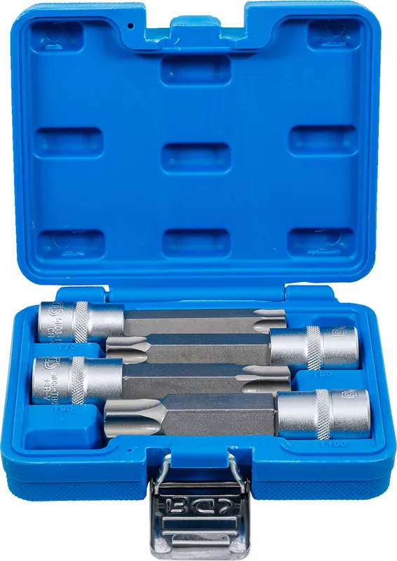 Bestpreis Bit-Einsatz-Satz T-Profil (für Torx) mit Bohrung 4-tlg. passend für Ford, BMW, Citroen, Renault, Audi, Mercedes-Benz