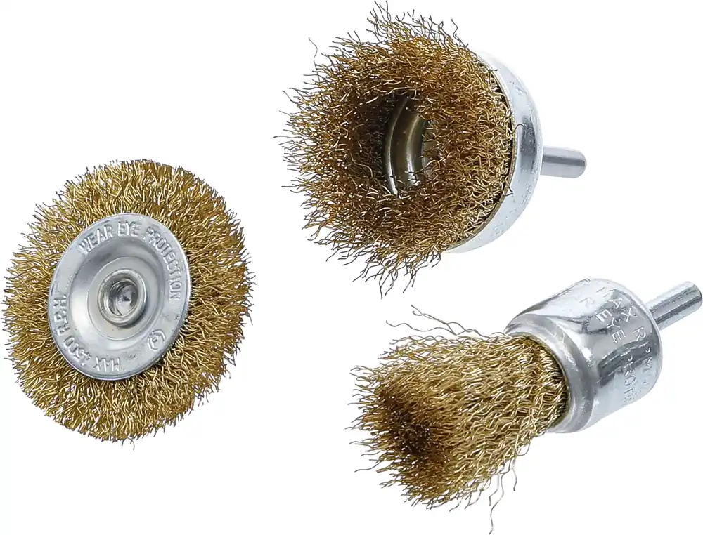 Stahldraht-Bürsten-Satz Ø 25–50 mm 3-tlg. passend für Bohrmaschinen Begrenztes Angebot