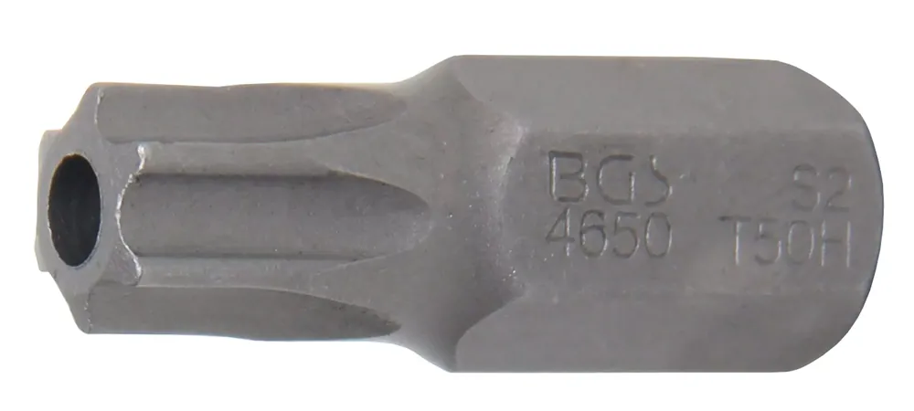 Neuheit BGS Bit T-Profil (für Torx) mit Bohrung T50 – Länge 30 mm – Außensechskant 10 mm