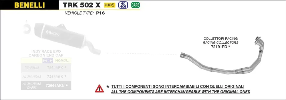 Neu Im Sortiment ARROW Krümmer passend für Benelli TRK 502 X 21-23