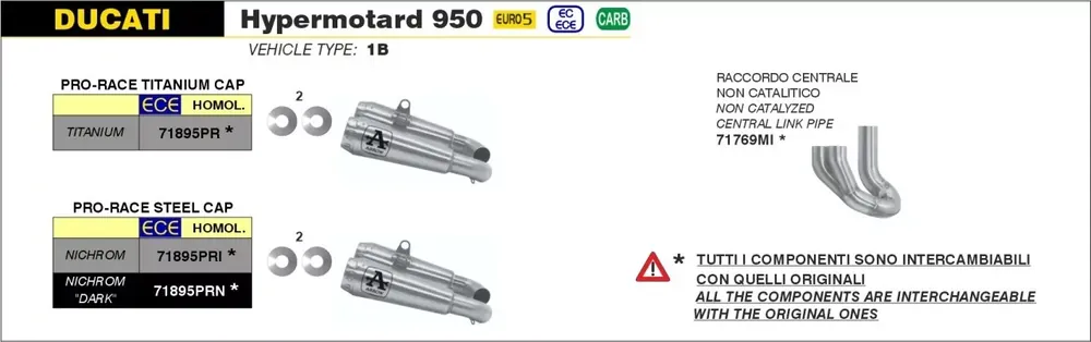 Mega-Angebot Arrow Katersatzrohr 2in1 passend für Ducati Hypermotard 950 ’22