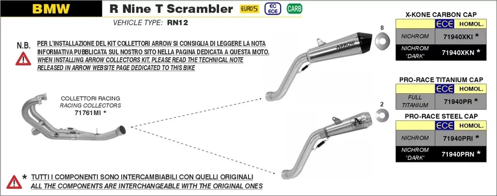 Arrow Krümmer passend für BMW R Nine T Scrambler/Urban GS 21-22 Preisreduziert