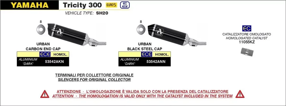 Günstig Arrow Nachrüstkatalysator passend für YAMAHA Tricity 300 21-22
